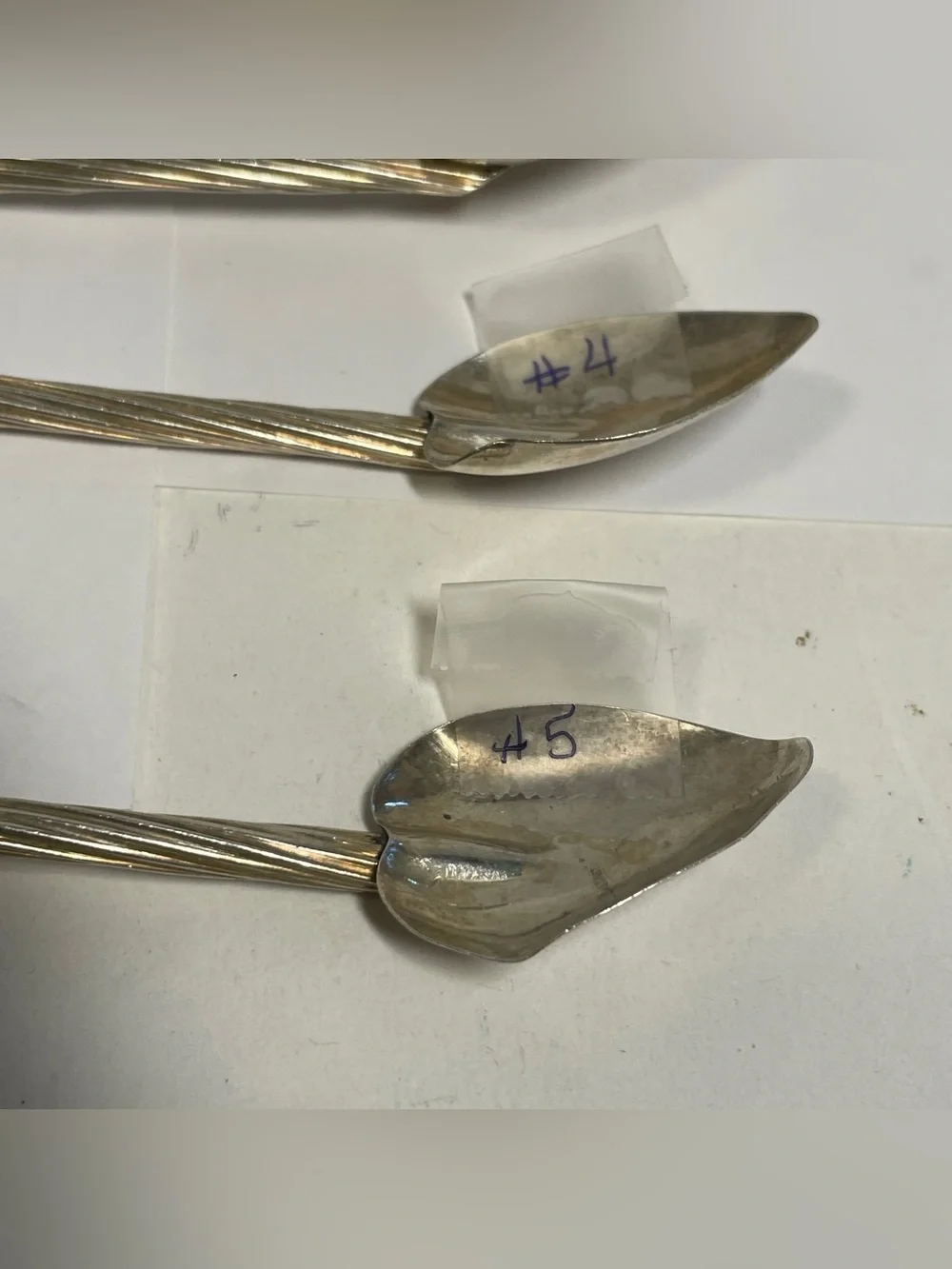 Vintage Antique Sterling Cocktail Sipper straws Spoons, circa 1900, 49g